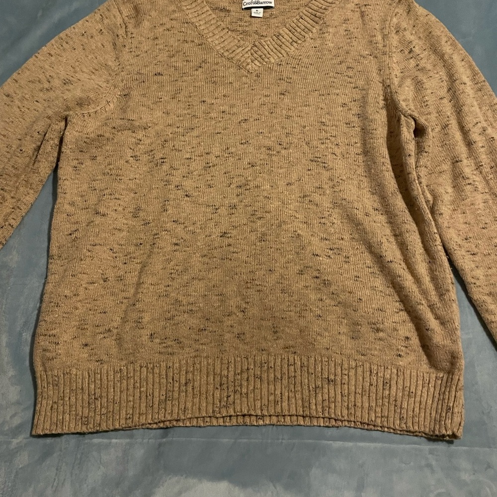 Croft & Barrow Men's Speckled Tan V-Neck Sweater